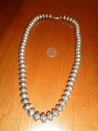 Vintage Old Pawn Sterling Silver Navajo Bench Bead Necklace