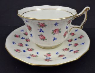 Antique Cauldon Tea Cup & Saucer With Rose Buds