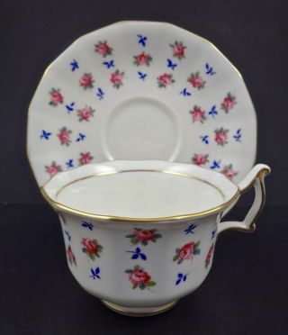 Antique Cauldon Tea Cup & Saucer with Rose Buds 4