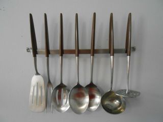 Vintage Ecko Eterna 8 Piece Danish Modern Cooking Utensil Set With Holder Mcm