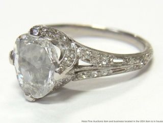 Huge 1ct Rose Cut Diamond Platinum Filigree Ring 1.  40ctw Art Deco Antique Sz6.  5 2