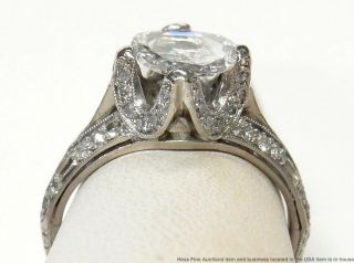 Huge 1ct Rose Cut Diamond Platinum Filigree Ring 1.  40ctw Art Deco Antique Sz6.  5 3