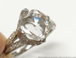 Huge 1ct Rose Cut Diamond Platinum Filigree Ring 1.  40ctw Art Deco Antique Sz6.  5 6