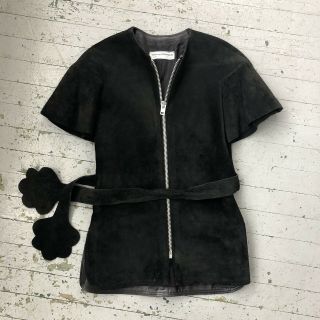 Rare Vtg 1960’s Pierre Cardin Space Age Black Suede Tunic Jacket
