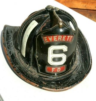 Vintage Cairns Leather Helmet Firefighter Fireman - Vintage 1950 