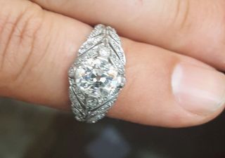 Vintage ANTIQUE OLD mine CUT 2.  25Ct Diamond PLATINUM ring VS - I 4