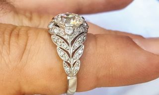 Vintage ANTIQUE OLD mine CUT 2.  25Ct Diamond PLATINUM ring VS - I 5