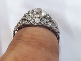 Vintage ANTIQUE OLD mine CUT 2.  25Ct Diamond PLATINUM ring VS - I 6