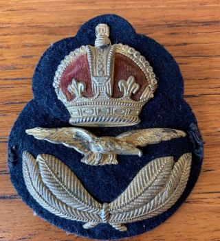 Ww2 Raf Rcaf Officers Cap Badge // Early Example // Metal Packed With Maker