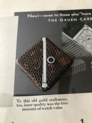 Gruen Carre’ Pocket Watch,  Very Rare Lizard Skin Eclipso Case 10