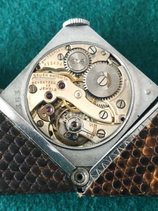 Gruen Carre’ Pocket Watch,  Very Rare Lizard Skin Eclipso Case 11