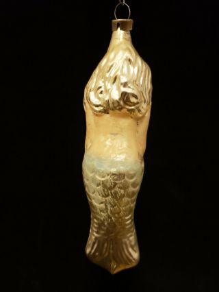 Vintage 1920 ' s Mermaid Flesh Face and Body Glass Ornament 2