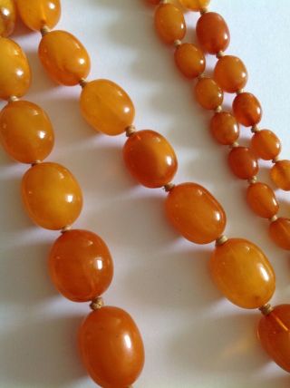 Antique Natural Butterscotch Amber Graduated Bead Necklace 3