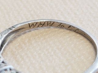 Antique Vintage Art Deco Platinum DIAMOND Engagement Ring & Wedding Band Set 6