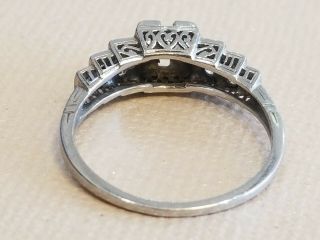 Antique Vintage Art Deco Platinum DIAMOND Engagement Ring & Wedding Band Set 7