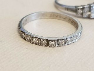 Antique Vintage Art Deco Platinum DIAMOND Engagement Ring & Wedding Band Set 8