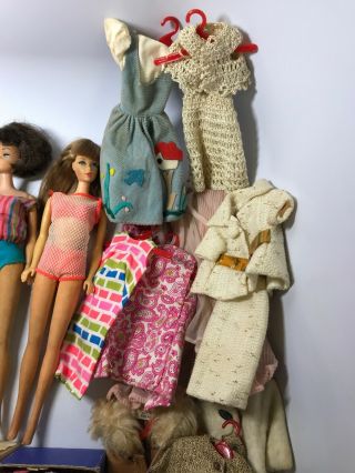 Vintage 1958 & 1966 Mattel Barbie Dolls W/ Carry Case & Accessories 3