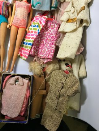 Vintage 1958 & 1966 Mattel Barbie Dolls W/ Carry Case & Accessories 4