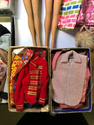 Vintage 1958 & 1966 Mattel Barbie Dolls W/ Carry Case & Accessories 7