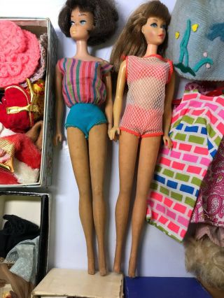 Vintage 1958 & 1966 Mattel Barbie Dolls W/ Carry Case & Accessories 8