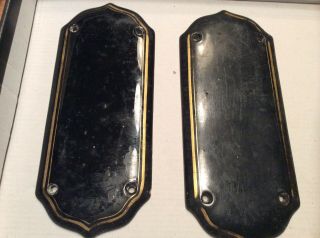 Pair Door Finger Plates Black Gold Ceramic - Plus Single Plain Black - Vintage
