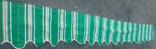 Vintage Mid - Century window Canvas Awning Greens & White Scalloped Valance 1940s. 2