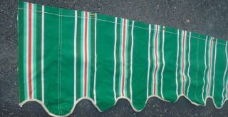 Vintage Mid - Century window Canvas Awning Greens & White Scalloped Valance 1940s. 3