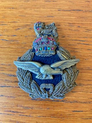 Ww2 Padded Bullion Raf Rcaf Officers Of The Air Rank Cap Badge / Rare Early Ex