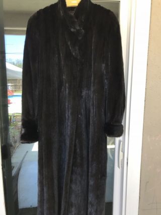 Vintage Dark Brown Mink Full Length Fur Coat - - Custom Couture - Size 10. 5