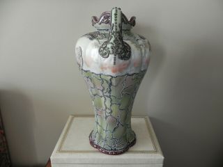 Antique hand painted Nippon moriage handled vase 11 