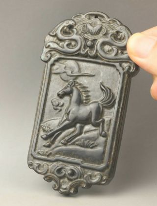 Chinese Old Natural Jade Hand - Carved Horse Pendant 4.  1 Inch