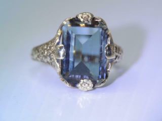 ANTIQUE BEST Art Deco LG SOLID 10K GOLD 5.  5ct COLOR CHANGING STONE RING FLORAL 5