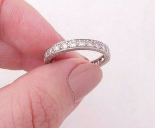 Platinum 1ct Diamond Eternity Ring,  Art Deco Period Engraved Full Eternity