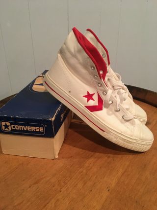 80s Converse Aba Usa Vintage Vtg Rare Canvas Felt Og White And Red 10.  5 19621