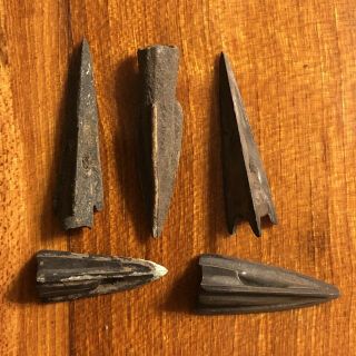 5 Authentic Ancient Roman Or Greek Arrow Heads Spear Point Artifact Europe Old 2