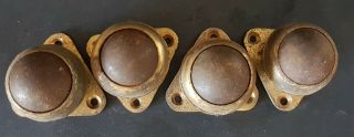 Set of Four Vintage Brass and Steel Castors for Furniture 2