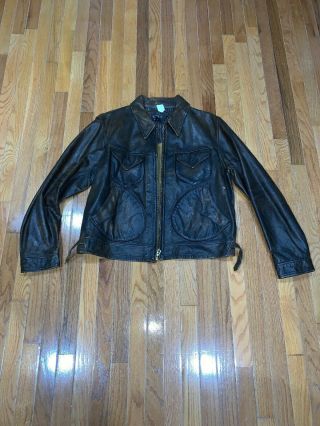 Nwot Vintage Double Rrl Ralph Lauren Tobacco Brown Leather Jacket/coat Xl Rare