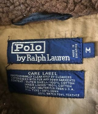 Vintage Polo Ralph Lauren Down Sheep Fur Coat Jacket Parka Long Men’s M 80s 5