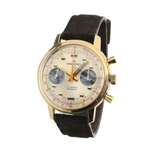 Vintage Wakmann Chronograph Golden Panda Valjoux 7733 Breitling 37mm