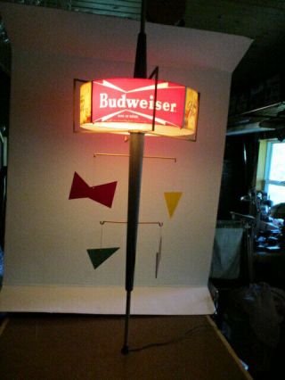 Vintage 1959 Spinning Budweiser Pole Lamp Light Sign W.  Budweiser Emoji Shapes