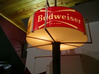 VINTAGE 1959 SPINNING BUDWEISER POLE LAMP LIGHT SIGN w.  BUDWEISER EMOJI SHAPES 3
