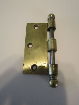 Vintage 3 - 1/2 " Brass Plated Steel Door Half Butt Hinge W Ball Tip Pin Stanley Sw