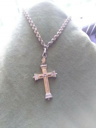 Antique Victorian Book Chain And Cross