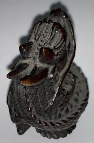 Vintage Netsuke Hand Carved Wooden Dragon 2
