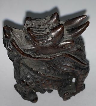 Vintage Netsuke Hand Carved Wooden Dragon 3