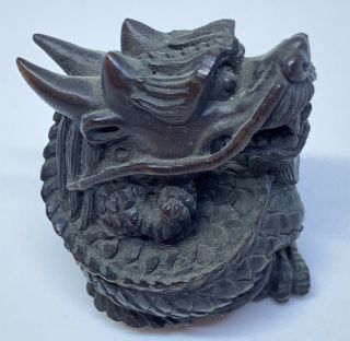 Vintage Netsuke Hand Carved Wooden Dragon 5