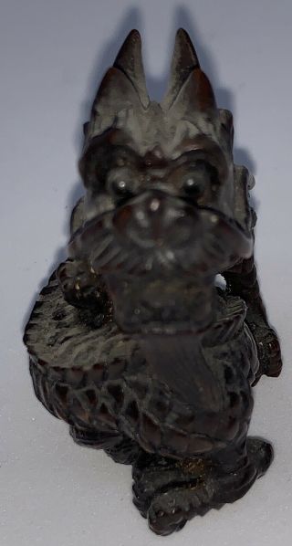Vintage Netsuke Hand Carved Wooden Dragon 8