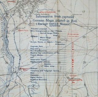WWI Map of Montbrehain,  France Showing Enemy Trenches 7