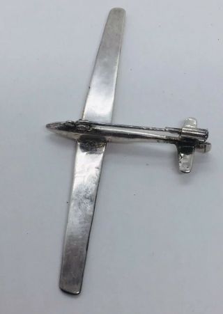 Antique French Art Deco Sterling Silver Glider Plane Pin 4