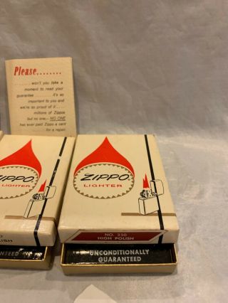 3 Vintage Zippo lighters no 250 - 64 No 1610 - 63 No 1610 - 64 All Old Stock 5